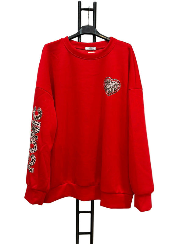 Pull ICONIC LEOPARD rouge