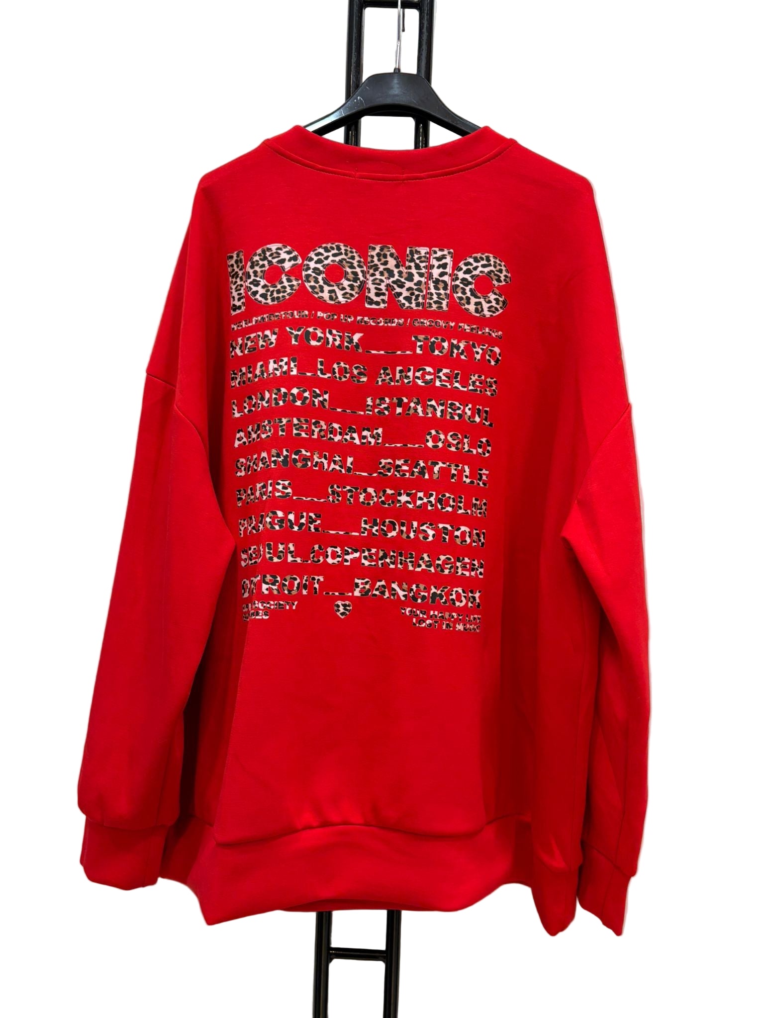 Pull ICONIC LEOPARD rouge