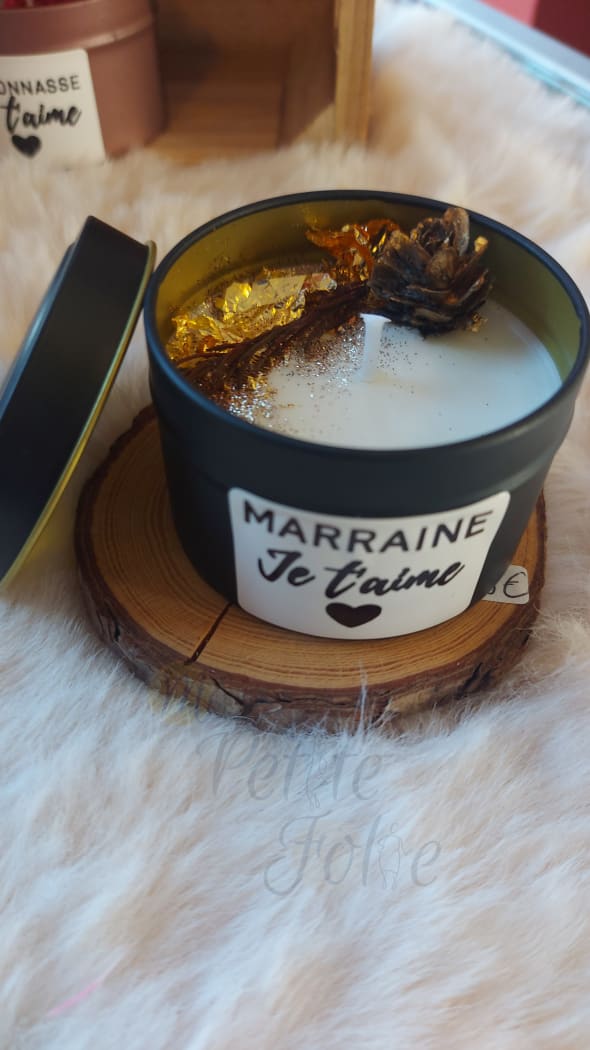 Bougie MARRAINE JE T’AIME noir