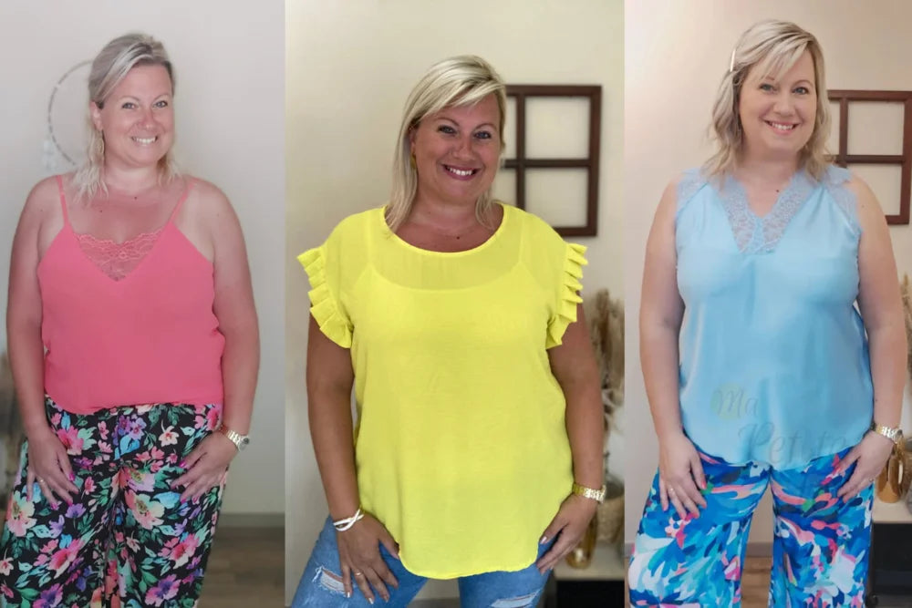 3 tenues femme printemps de couleurs vives