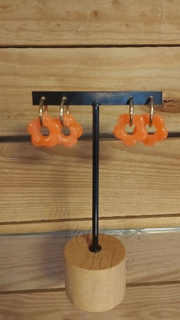 Boucles d’oreilles FLEURS orange