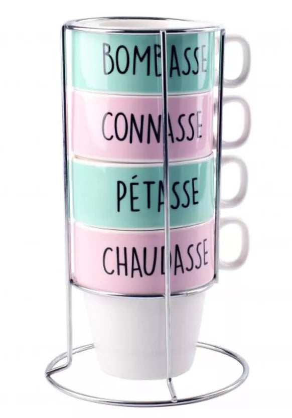 Lots de 4 tasses HUMORISTIQUES