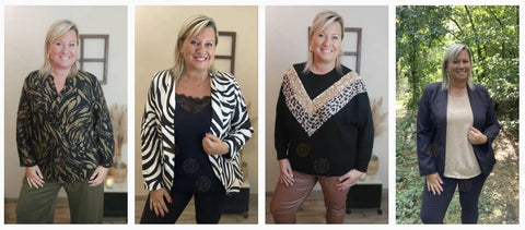 Extrait collection Ma Petite Folie : blouse, pull, blazer, short en cuir