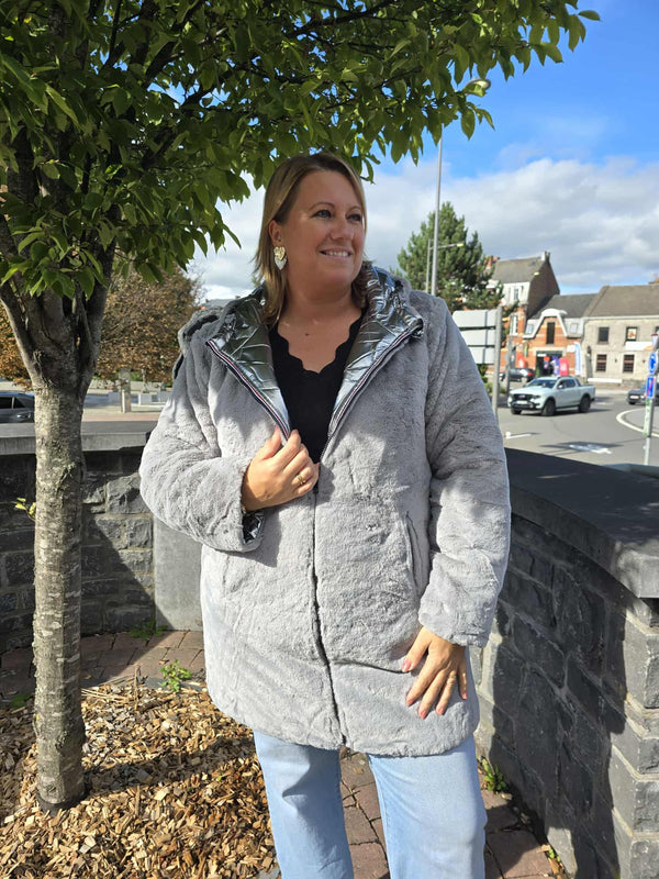 Manteau réversible CLOTHILDE argenté