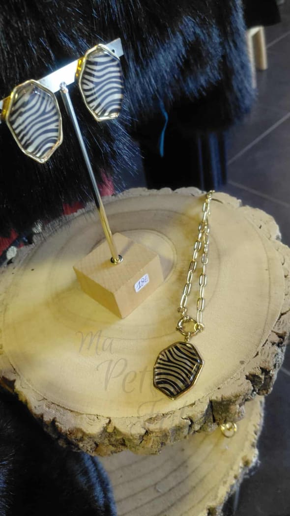 Collier et boucle d’oreille ZEBREE