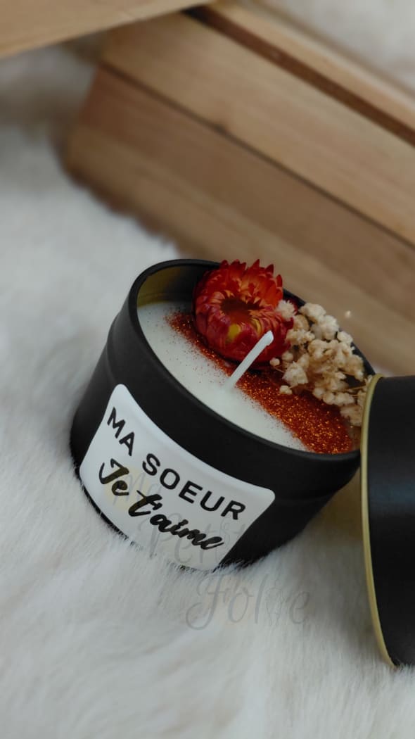 Bougie MA SOEUR JE T’AIME noir