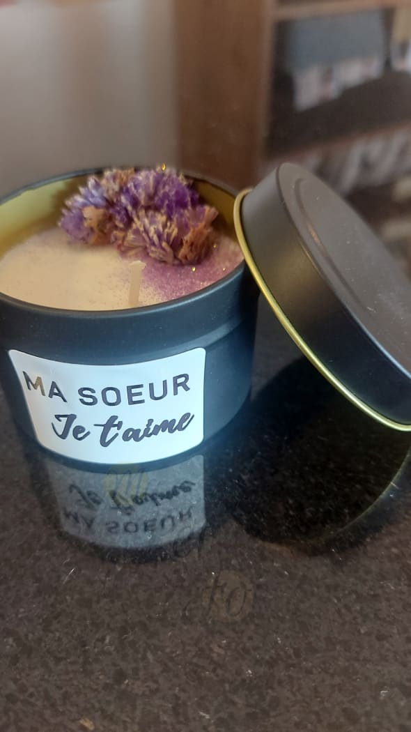 Bougie MA SOEUR JE T’AIME noir