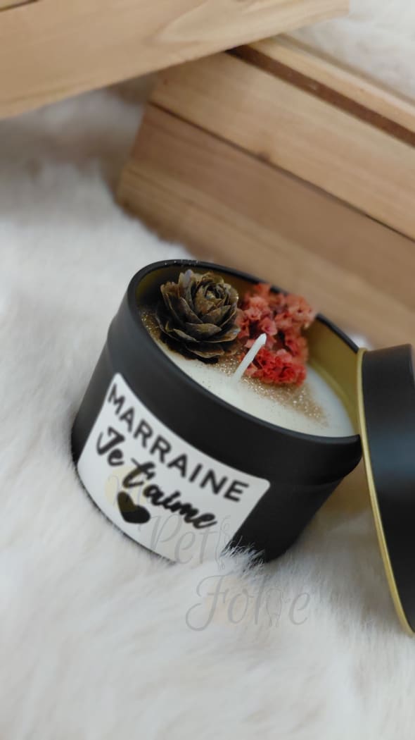 Bougie MARRAINE JE T’AIME noir