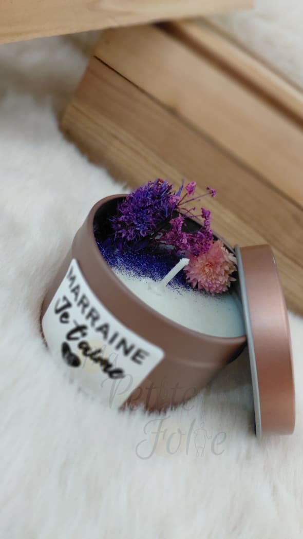 Bougie MARRAINE JE T’AIME rosé