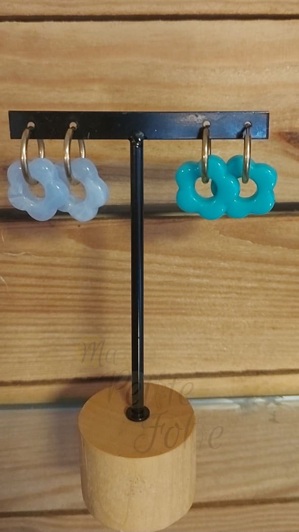 Boucles d’oreilles FLEURS turquoise