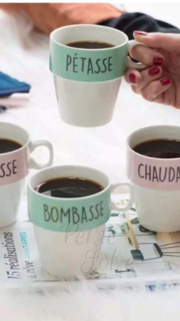Lots de 4 tasses HUMORISTIQUES