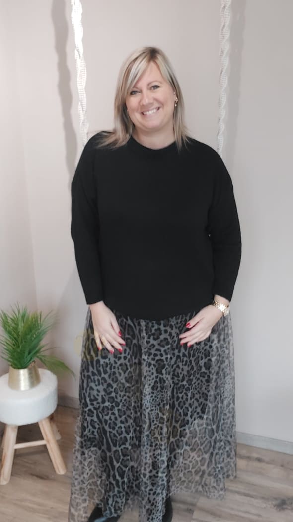 Jupe tulle LEOPARD grise