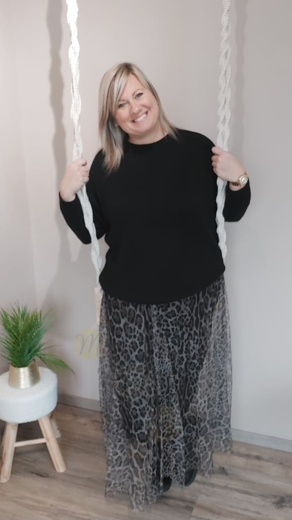 Jupe tulle LEOPARD grise