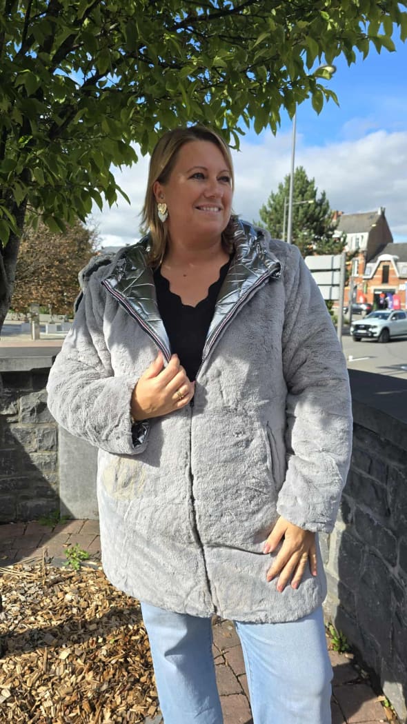 Manteau réversible CLOTHILDE argenté