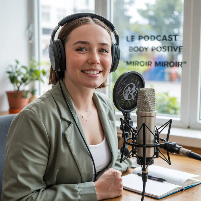Une podcasteuse en plein émission