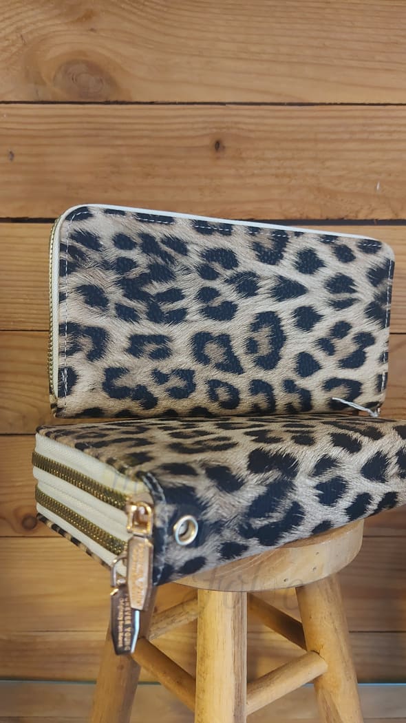 Porte feuille léopard beige