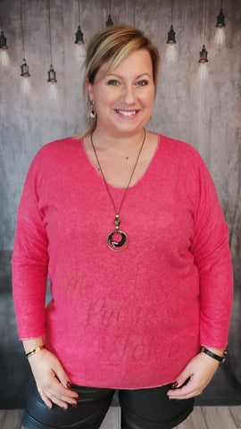 Pull HAPPY rouge grande taille