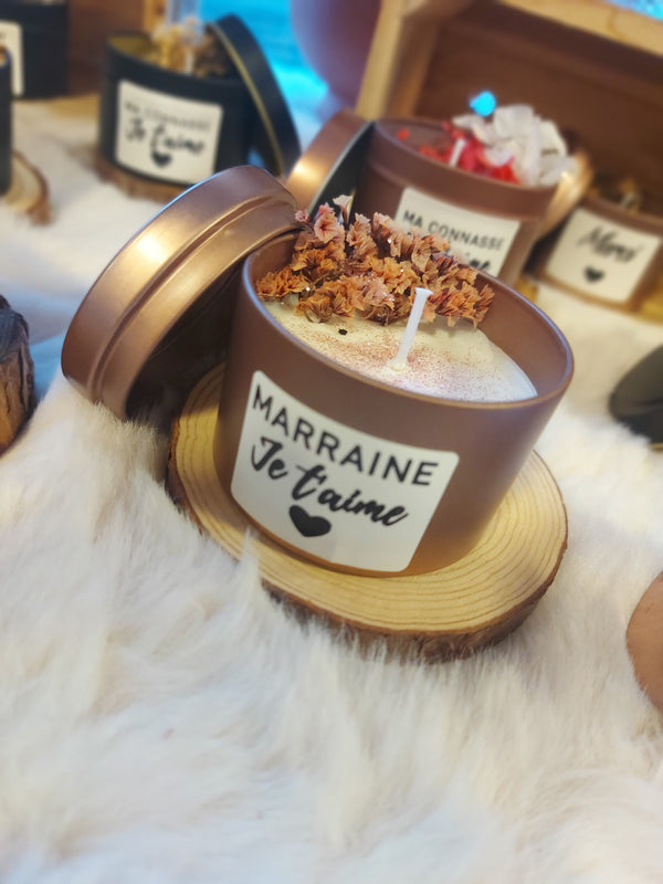 Bougie MARRAINE JE T'AIME  rosé