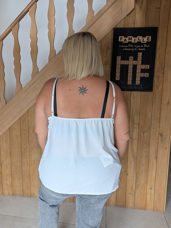 Top boutonné blanc