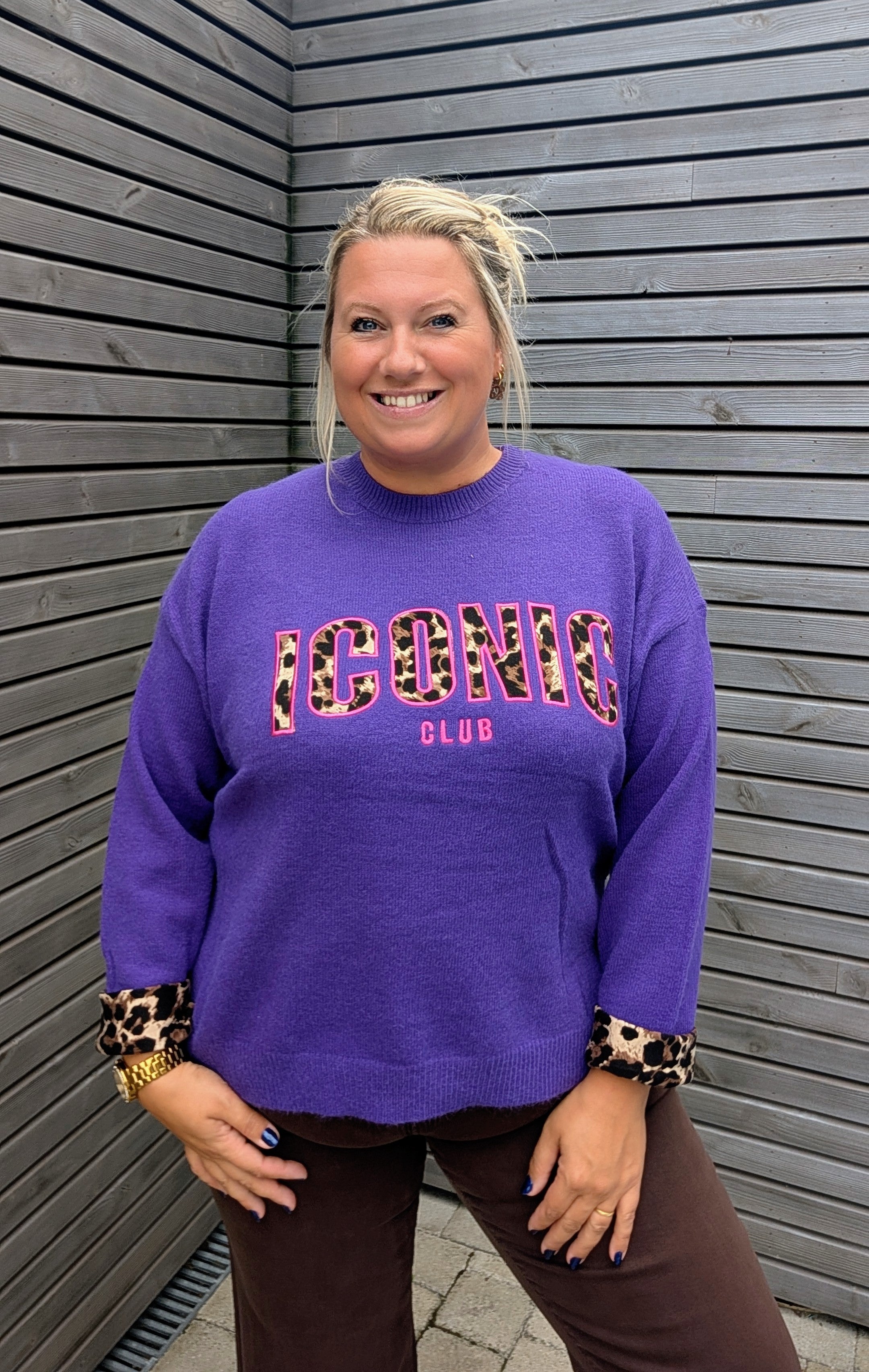 Pull ICONIC léopard mauve