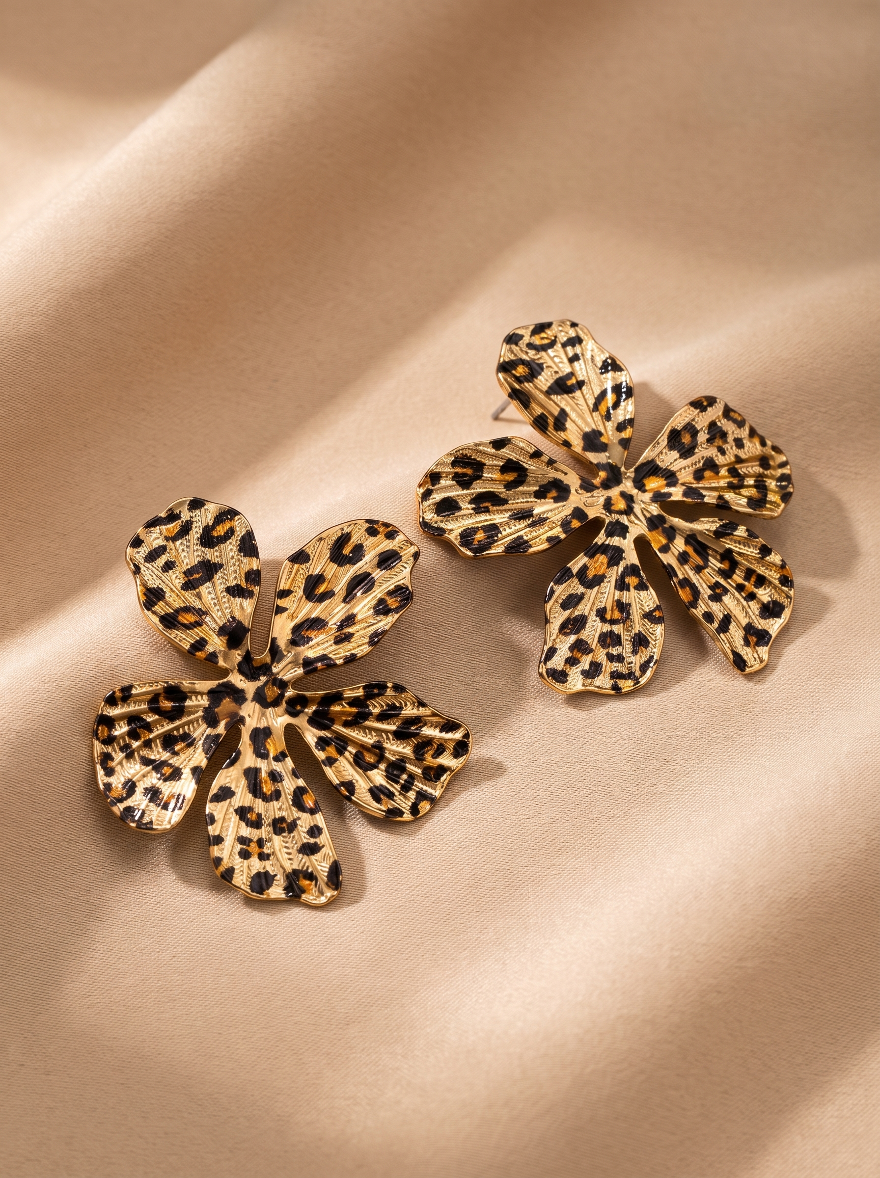 Boucles d'oreilles FLEURS léopard
