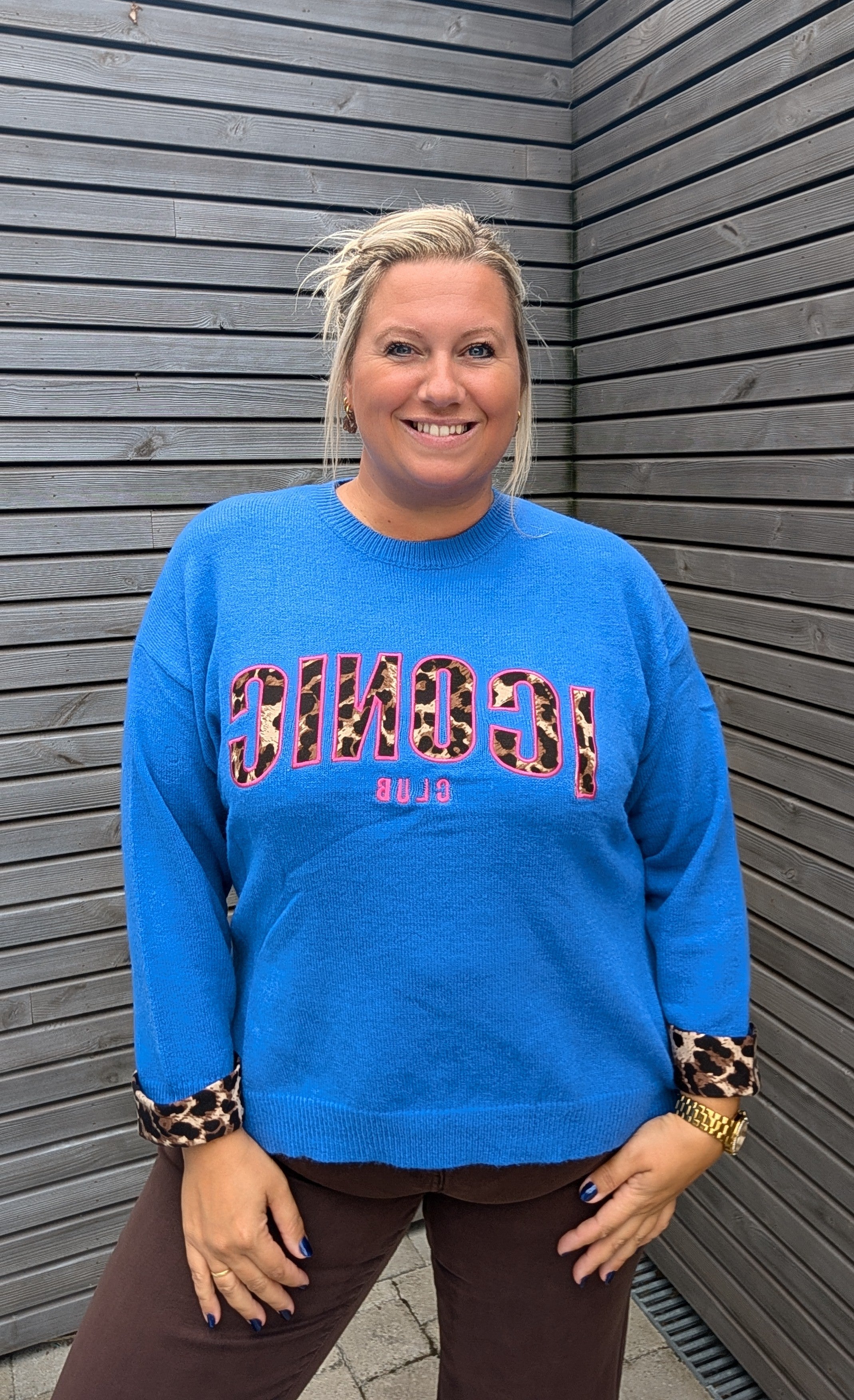 Pull ICONIC léopard bleu