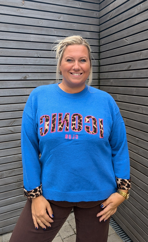 Pull ICONIC léopard bleu