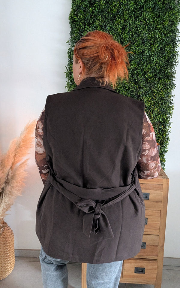 Blazer sans manche JULIA chocolat