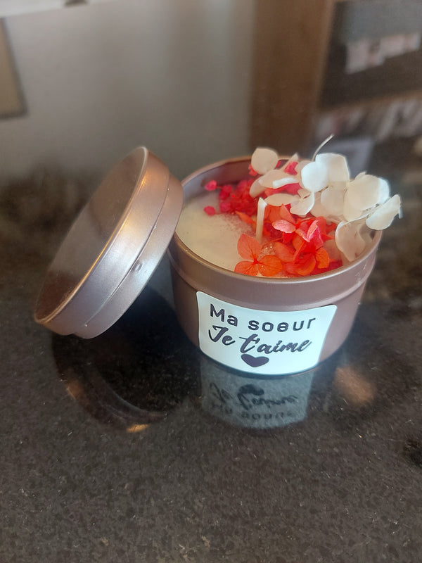 Bougie MA SOEUR JE T'AIME rosé