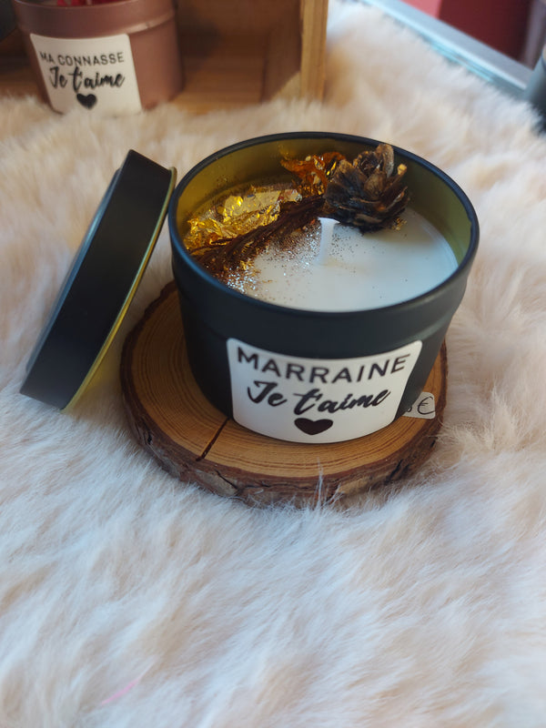 Bougie MARRAINE JE T'AIME  noir