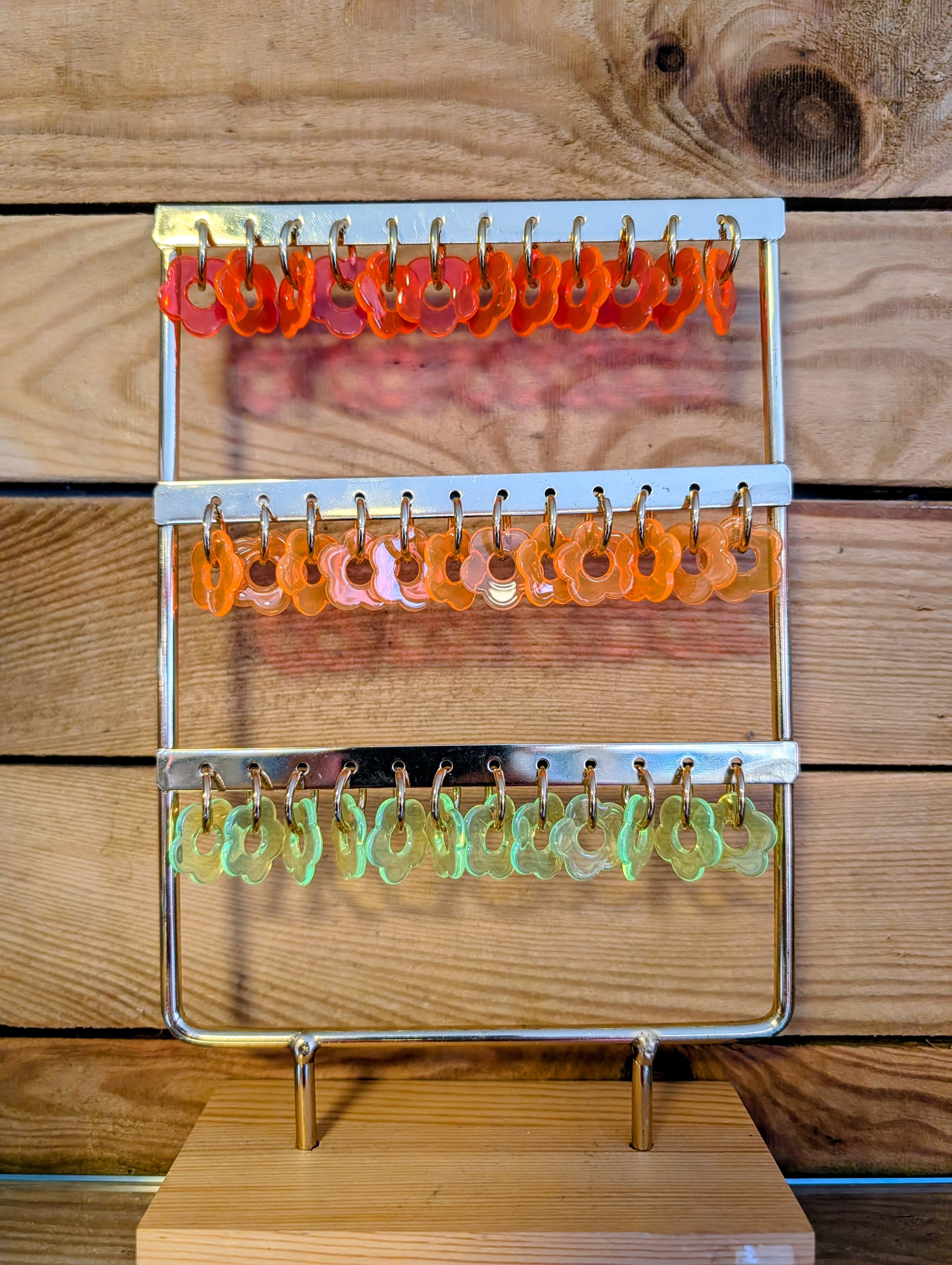 Boucles d'oreilles FLEURS fluo