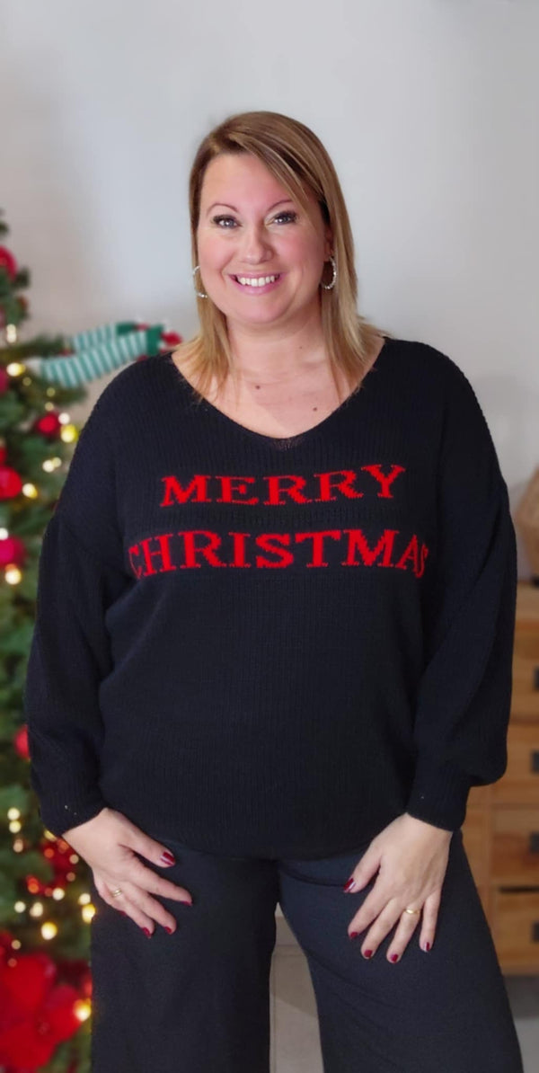 Pull MERRY CHRISTMAS noir