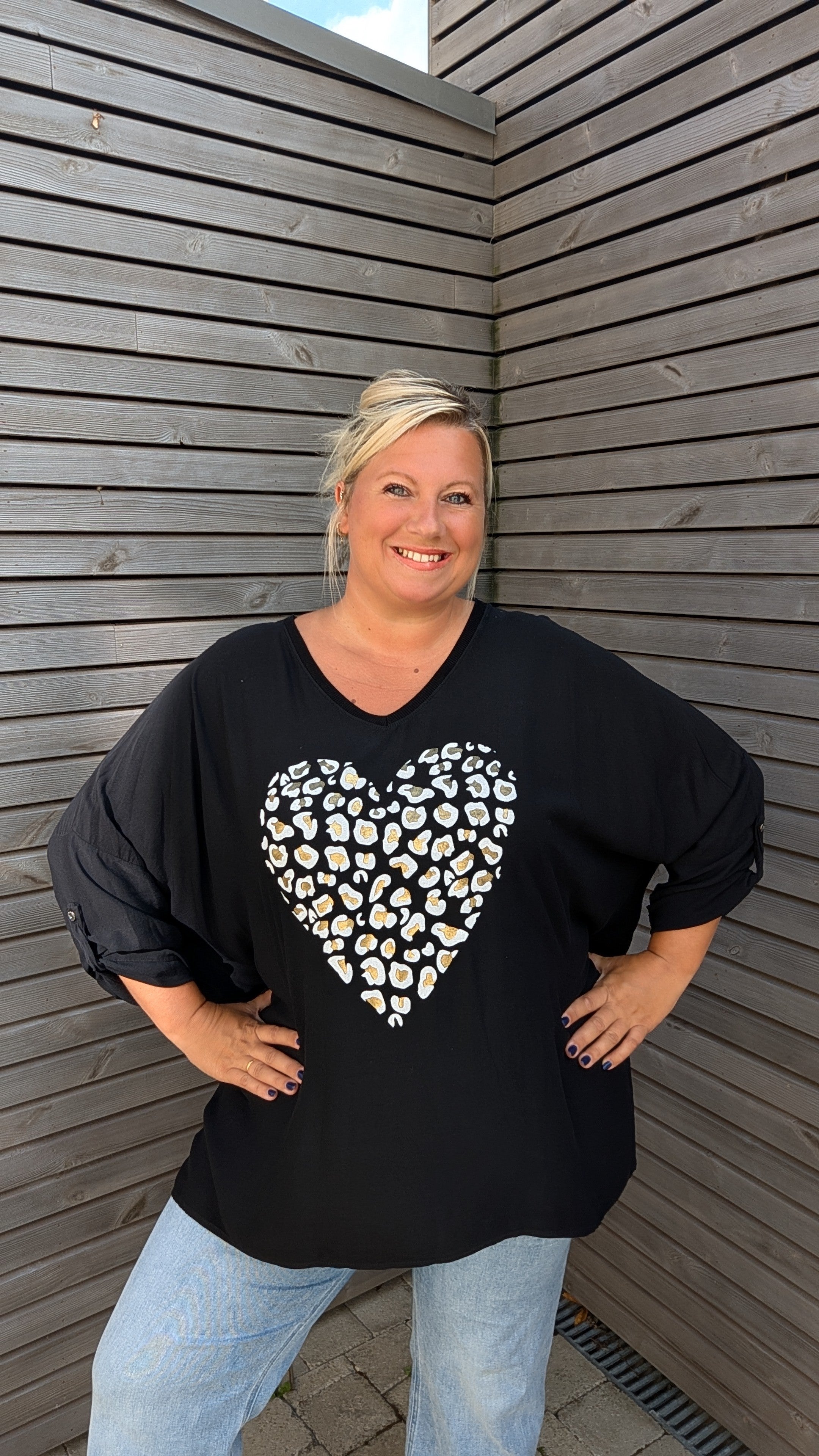 Blouse PLUS léopard noire