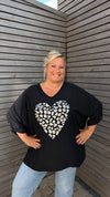 Blouse PLUS léopard noire