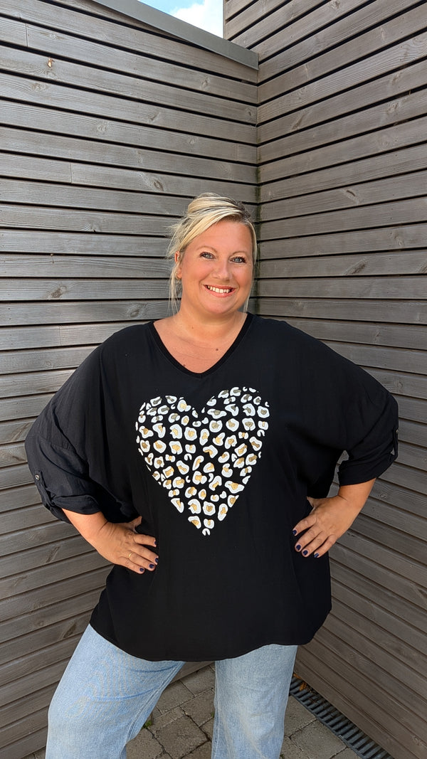 Blouse PLUS léopard noire