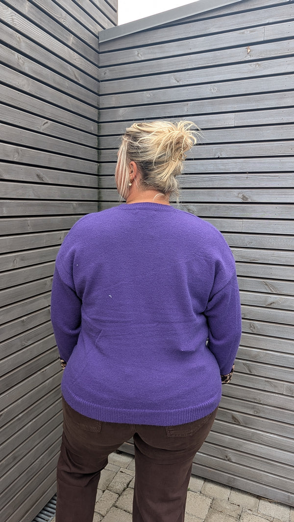 Pull ICONIC léopard mauve