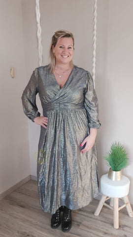 Robe FESTINA, tunique longue argentée métallisée grande taille pour soirées élégantes