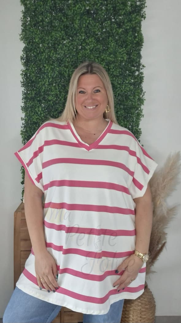 Tunique MARINIERE PLUS rose