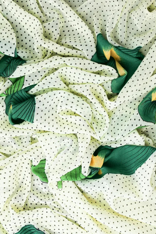 Tissu blanc motifs à pois